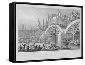 London Bridge, with the Lord Mayor's Procession Passing under the Unfinished Arches, 1827-Thomas Higham-Framed Stretched Canvas