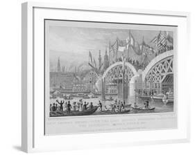 London Bridge, with the Lord Mayor's Procession Passing under the Unfinished Arches, 1827-Thomas Higham-Framed Giclee Print