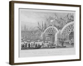 London Bridge, with the Lord Mayor's Procession Passing under the Unfinished Arches, 1827-Thomas Higham-Framed Giclee Print