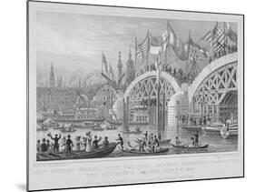 London Bridge, with the Lord Mayor's Procession Passing under the Unfinished Arches, 1827-Thomas Higham-Mounted Giclee Print