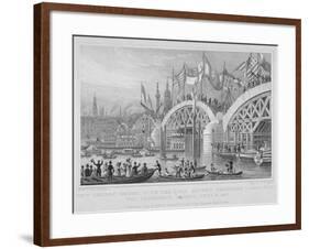 London Bridge, with the Lord Mayor's Procession Passing under the Unfinished Arches, 1827-Thomas Higham-Framed Giclee Print