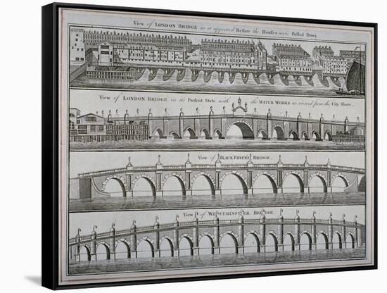 London Bridges, 1760-null-Framed Stretched Canvas