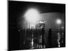 London Bus in Fog-null-Mounted Photographic Print
