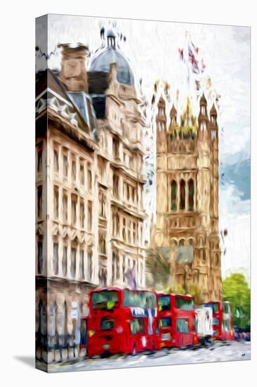 London Bus - In the Style of Oil Painting-Philippe Hugonnard-Stretched Canvas