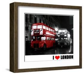 London Bus Red, I Love London-null-Framed Art Print