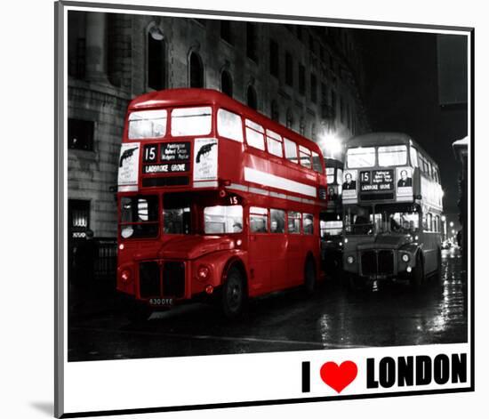 London Bus Red, I Love London-null-Mounted Art Print