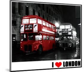 London Bus Red, I Love London-null-Mounted Art Print