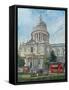 London Buses and St Paul's, Summer Afternoon, 2014-Peter Brown-Framed Stretched Canvas