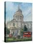 London Buses and St Paul's, Summer Afternoon, 2014-Peter Brown-Stretched Canvas