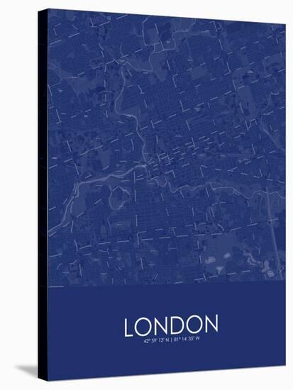 London, Canada Blue Map-null-Stretched Canvas