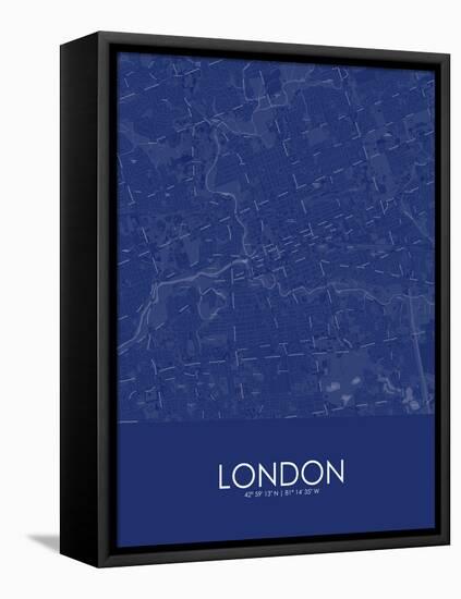 London, Canada Blue Map-null-Framed Stretched Canvas