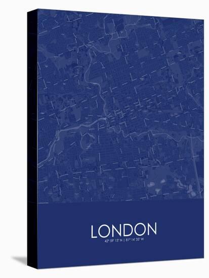 London, Canada Blue Map-null-Stretched Canvas