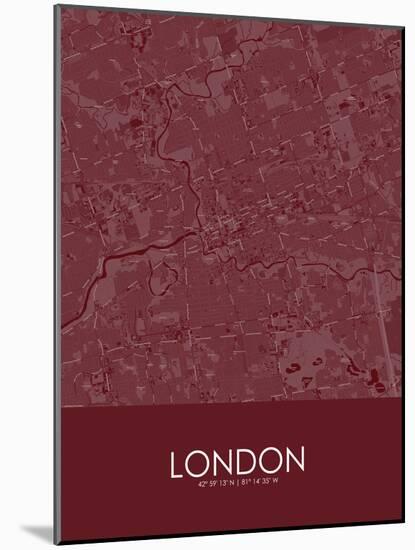 London, Canada Red Map-null-Mounted Poster