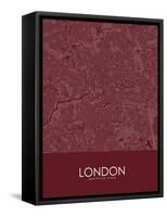 London, Canada Red Map-null-Framed Stretched Canvas