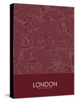 London, Canada Red Map-null-Stretched Canvas