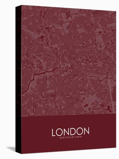 London, Canada Red Map-null-Stretched Canvas