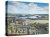 London, Canary Wharf, London Skyline Towards Poplar Wharf and Marina, O2 Arena,, England-Jane Sweeney-Stretched Canvas