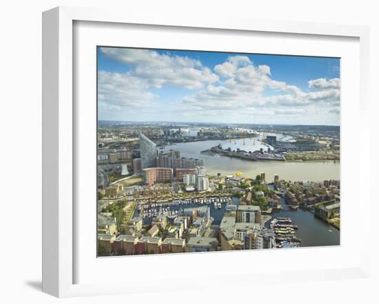 London, Canary Wharf, London Skyline Towards Poplar Wharf and Marina, O2 Arena,, England-Jane Sweeney-Framed Photographic Print