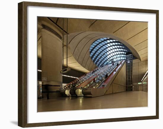 London Canary Wharf Tube Station as Part of the Jubilee Line Extension Was Designed by Norman Foste-David Bank-Framed Photographic Print