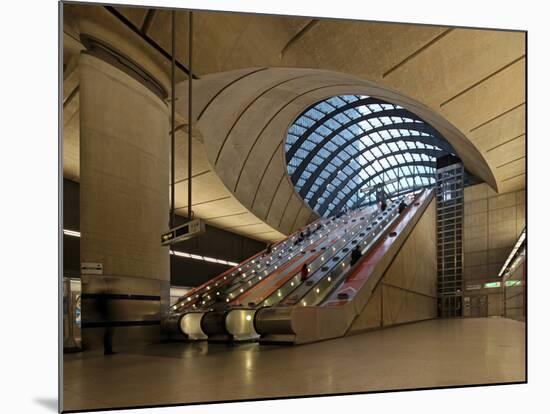 London Canary Wharf Tube Station as Part of the Jubilee Line Extension Was Designed by Norman Foste-David Bank-Mounted Photographic Print