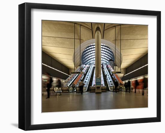 London Canary Wharf Tube Station as Part of the Jubilee Line Extension Was Designed by Norman Foste-David Bank-Framed Photographic Print