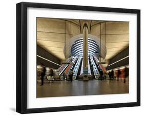 London Canary Wharf Tube Station as Part of the Jubilee Line Extension Was Designed by Norman Foste-David Bank-Framed Photographic Print