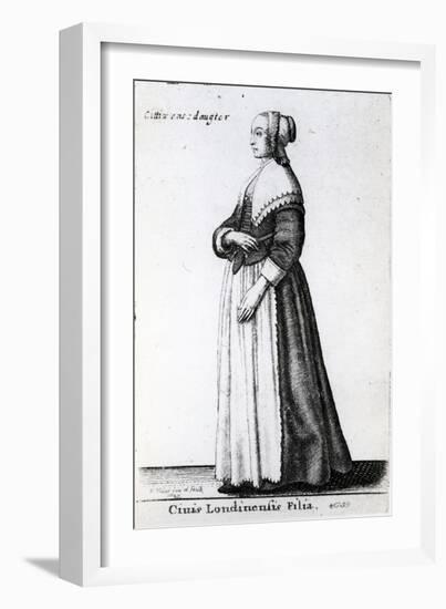 London Citizen's Daughter, 1643 (Etching)-Wenceslaus Hollar-Framed Giclee Print