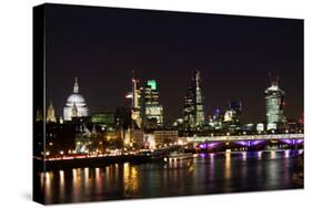 London City Skyline at Night-MikeCphoto-Stretched Canvas