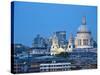 London, City Skyline Looking Towards St Paul's Cathedral at Twilight, England-Jane Sweeney-Stretched Canvas