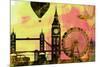 London City Skyline-NaxArt-Mounted Premium Giclee Print