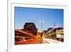 London Cityscape with Road Light Trail at Dusk Using for City Lifestyle Transportation-vichie81-Framed Photographic Print