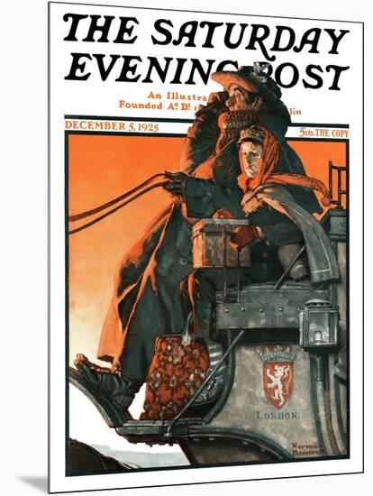 "London Coach" Saturday Evening Post Cover, December 5,1925-Norman Rockwell-Mounted Giclee Print