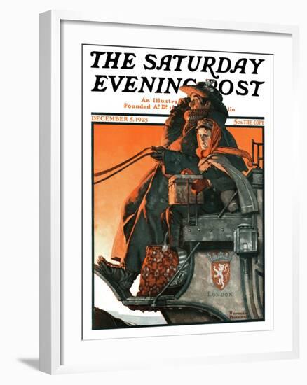 "London Coach" Saturday Evening Post Cover, December 5,1925-Norman Rockwell-Framed Giclee Print