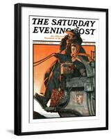 "London Coach" Saturday Evening Post Cover, December 5,1925-Norman Rockwell-Framed Giclee Print