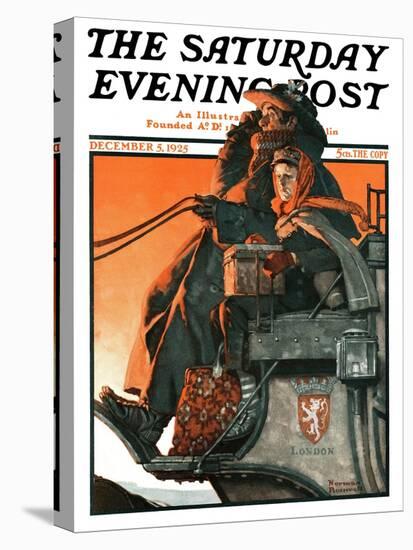 "London Coach" Saturday Evening Post Cover, December 5,1925-Norman Rockwell-Stretched Canvas