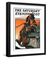 "London Coach" Saturday Evening Post Cover, December 5,1925-Norman Rockwell-Framed Giclee Print