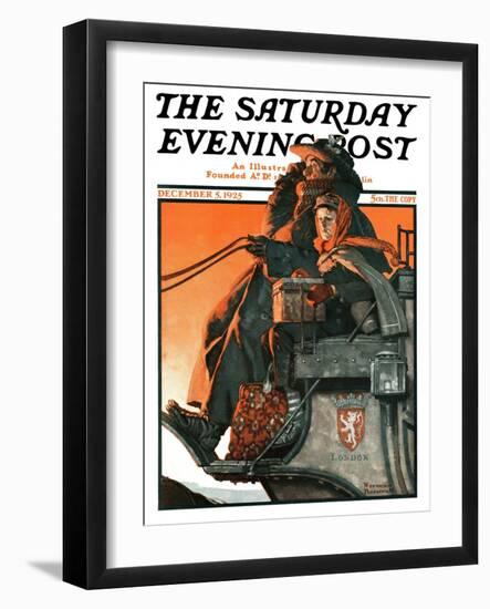 "London Coach" Saturday Evening Post Cover, December 5,1925-Norman Rockwell-Framed Giclee Print