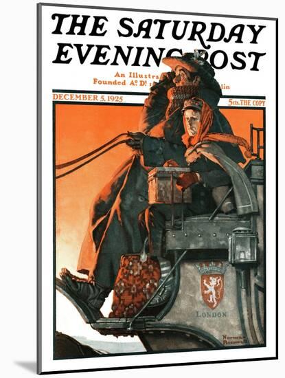 "London Coach" Saturday Evening Post Cover, December 5,1925-Norman Rockwell-Mounted Giclee Print