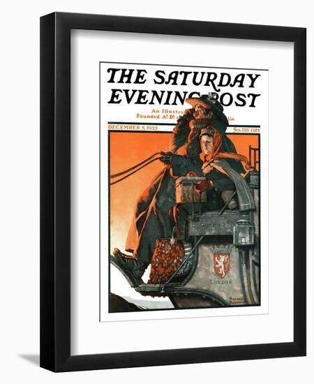 "London Coach" Saturday Evening Post Cover, December 5,1925-Norman Rockwell-Framed Premium Giclee Print