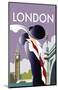 London - Dave Thompson Contemporary Travel Print-Dave Thompson-Mounted Giclee Print