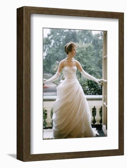 London Debutante Julia Williamson on Balcony of Hyde Park Hotel, London, 1957-Mark Kauffman-Framed Photographic Print