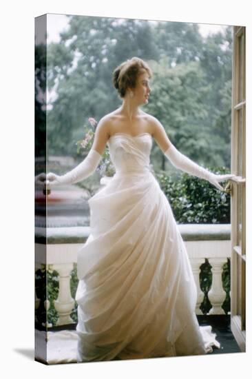 London Debutante Julia Williamson on Balcony of Hyde Park Hotel, London, 1957-Mark Kauffman-Stretched Canvas