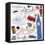 London Doodles-Alisa Foytik-Framed Stretched Canvas