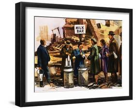 London During the Blitz-English School-Framed Giclee Print