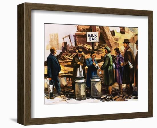 London During the Blitz-English School-Framed Giclee Print