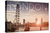 London, England - London Eye and Bridge-Lantern Press-Stretched Canvas