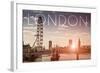 London, England - London Eye and Bridge-Lantern Press-Framed Art Print