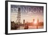 London, England - London Eye and Bridge-Lantern Press-Framed Art Print