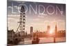 London, England - London Eye and Bridge-Lantern Press-Mounted Art Print