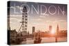 London, England - London Eye and Bridge-Lantern Press-Stretched Canvas